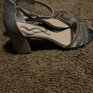 Nina Glittering Silver Block Heels
